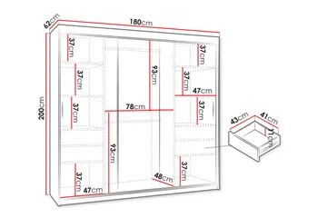 Amira Garderob med Spegel 180x200 cm i Målat Trä - Beige - Förvaring - Sko- & klädförvaring - Garderober & garderobssystem
