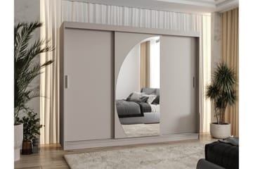 Amira Garderob med Spegel 250x200 cm i Målat Trä - Beige - Förvaring - Sko- & klädförvaring - Garderober & garderobssystem