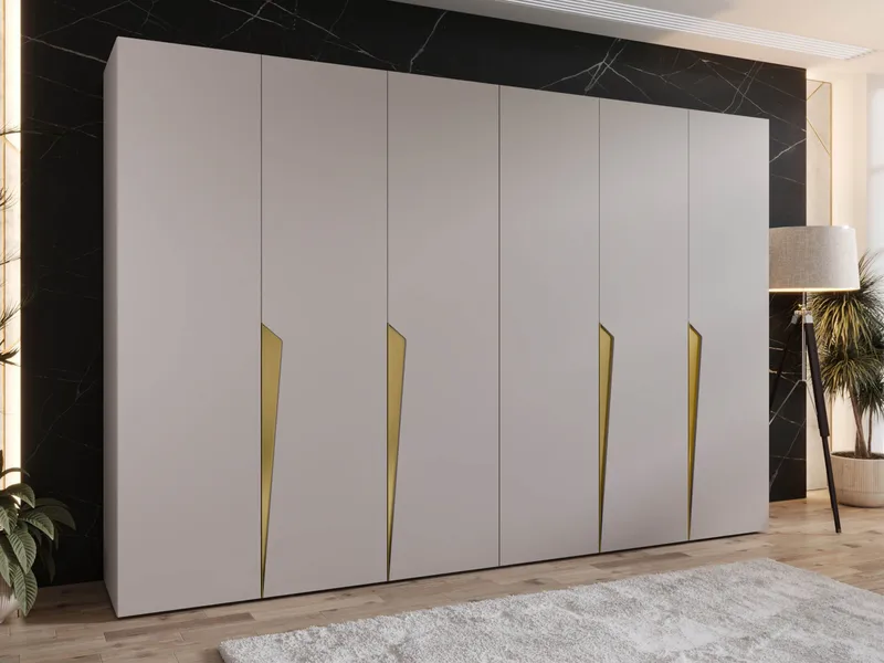 Barile Garderob 300 cm - cashmere/guld - Förvaring - Sko- & klädförvaring - Garderober & garderobssystem
