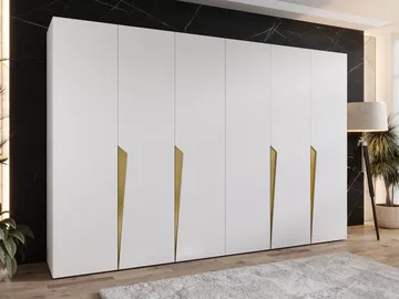Barile Garderob 300 cm - vit/guld - Förvaring - Sko- & klädförvaring - Garderober & garderobssystem