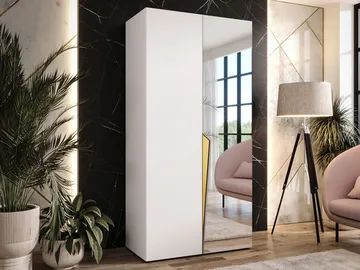 Barile Garderob med spegel 100 cm - Vit/guld - Förvaring - Sko- & klädförvaring - Garderober & garderobssystem