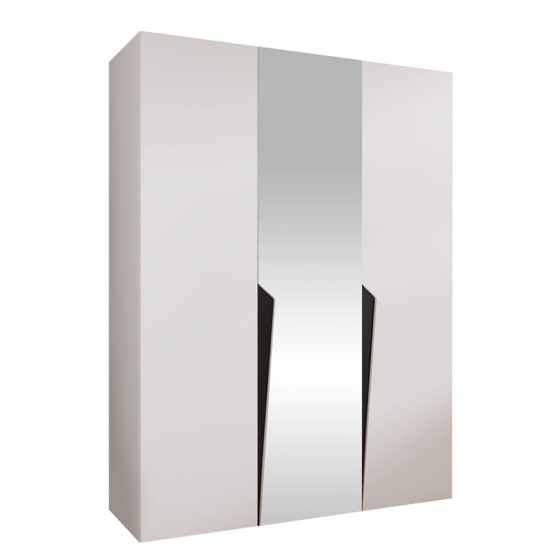 Barile Garderob med spegel 150 cm, Vit med svarta detaljer/speglad/silverfärgad framsida