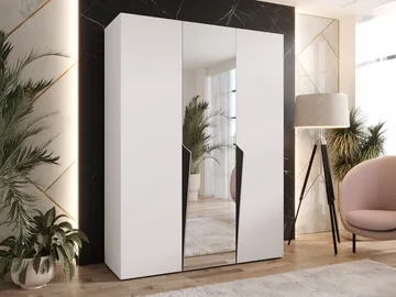 Barile Garderob med spegel 150 cm - Vit med svarta detaljer/speglad/silverfärgad framsida - Förvaring - Sko- & klädförvaring - Garderober & garderobssystem