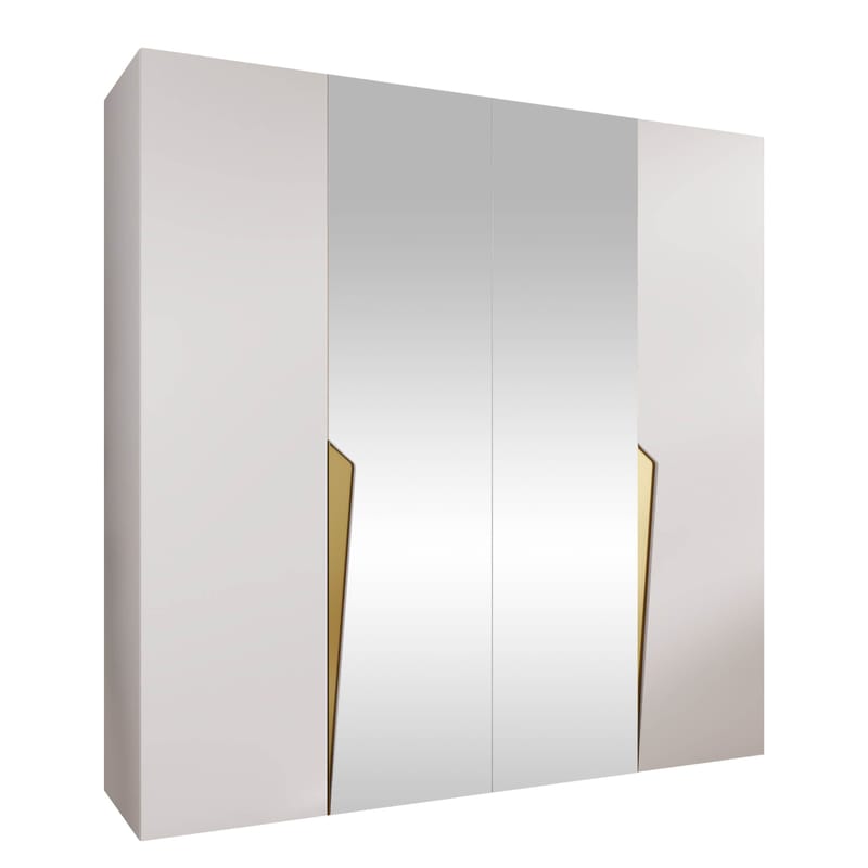 Barile Garderob med spegel 200 cm, vit, guld