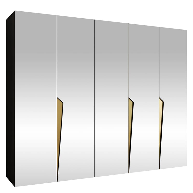 Barile Garderob med spegel 250 cm, svart