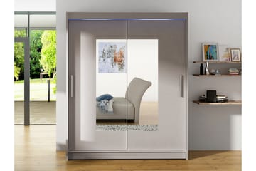 Bay Garderob m. Spegel 150x200 cm - Beige - Förvaring - Sko- & klädförvaring - Garderober & garderobssystem