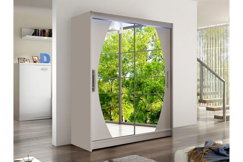 Bay Garderob m. Spegel 150x200 cm - Beige - Förvaring - Sko- & klädförvaring - Garderober & garderobssystem