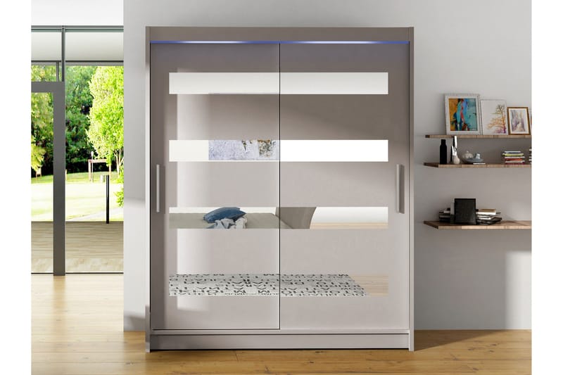 Bay Garderob m. Spegel 150x200 cm - Beige - Förvaring - Sko- & klädförvaring - Garderober & garderobssystem