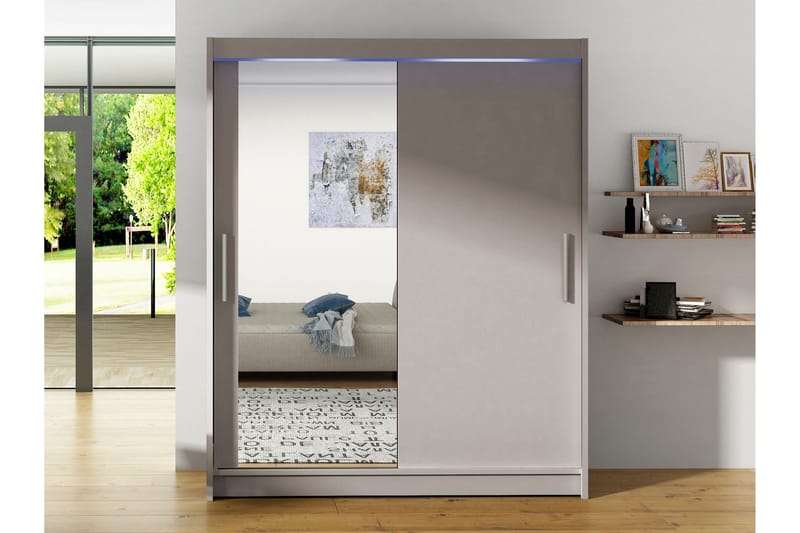 Bay Garderob m. Spegel 150x200 cm - Brun - Förvaring - Sko- & klädförvaring - Garderober & garderobssystem