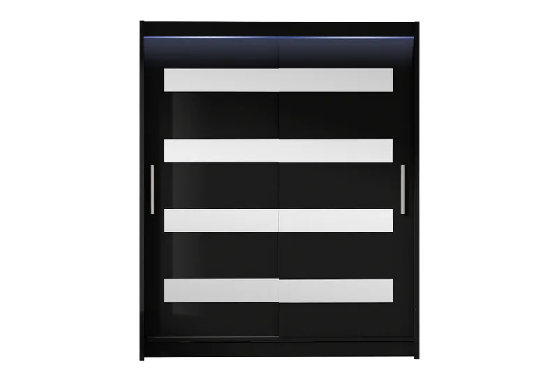 Bay Garderob m. Spegel 150x200 cm, Svart