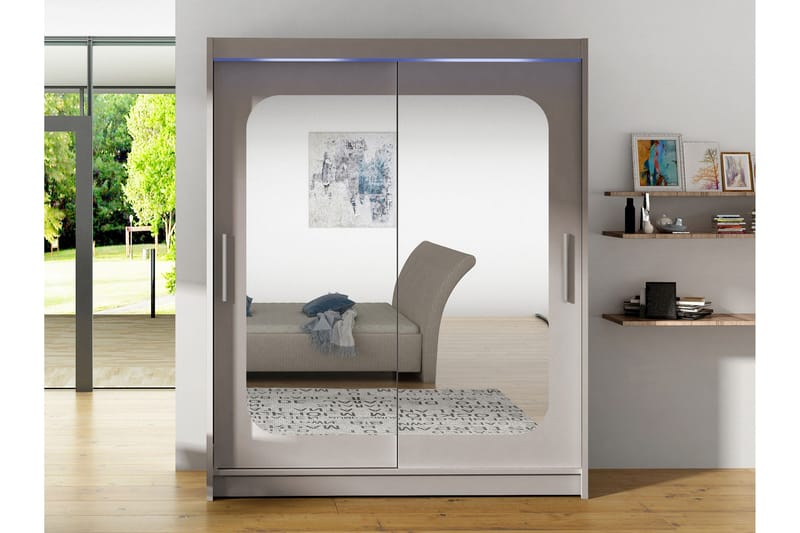 Bay Garderob m. Spegel 150x200 cm - Vit - Förvaring - Sko- & klädförvaring - Garderober & garderobssystem
