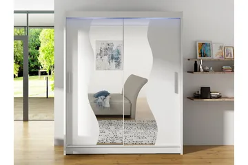 Bay Garderob m. Spegel 150x200 cm - Vit - Förvaring - Sko- & klädförvaring - Garderober & garderobssystem