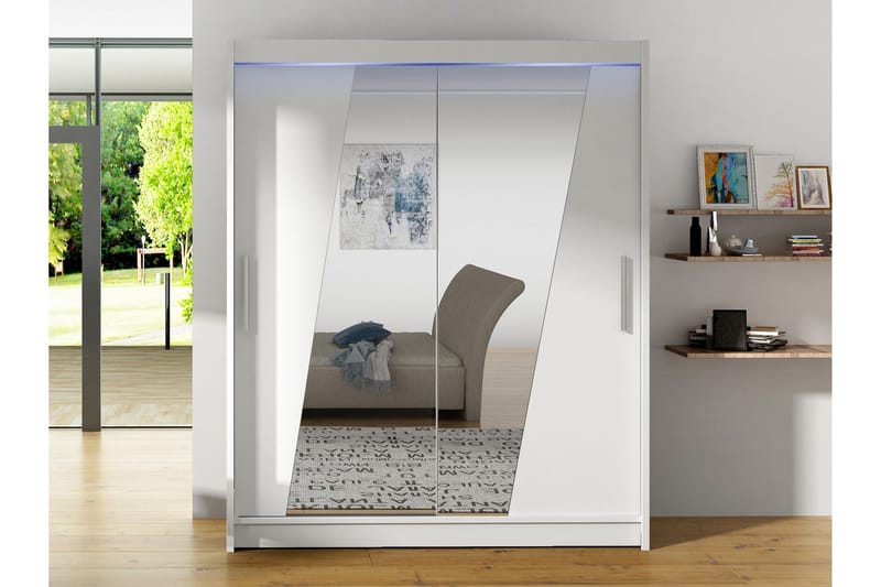 Bay Garderob m. Spegel 150x200 cm - Vit - Förvaring - Sko- & klädförvaring - Garderober & garderobssystem