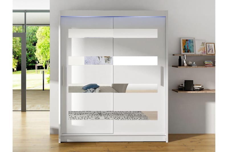 Bay Garderob m. Spegel 150x200 cm - Vit - Förvaring - Sko- & klädförvaring - Garderober & garderobssystem