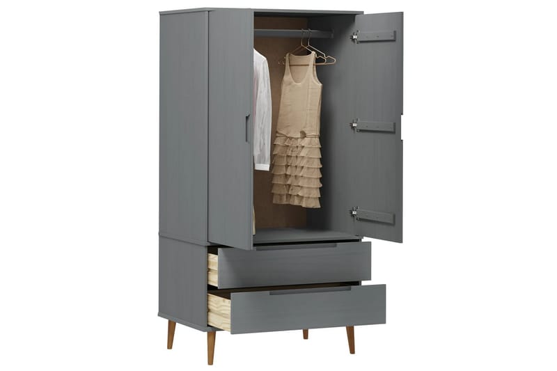 beBasic Garderob grå 90x55x175 cm massiv furu - Förvaring - Sko- & klädförvaring - Garderober & garderobssystem