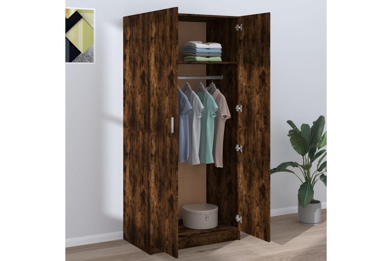 beBasic Garderob rökfärgad ek 80x52x180 cm konstruerat trä - Förvaring - Sko- & klädförvaring - Garderober & garderobssystem