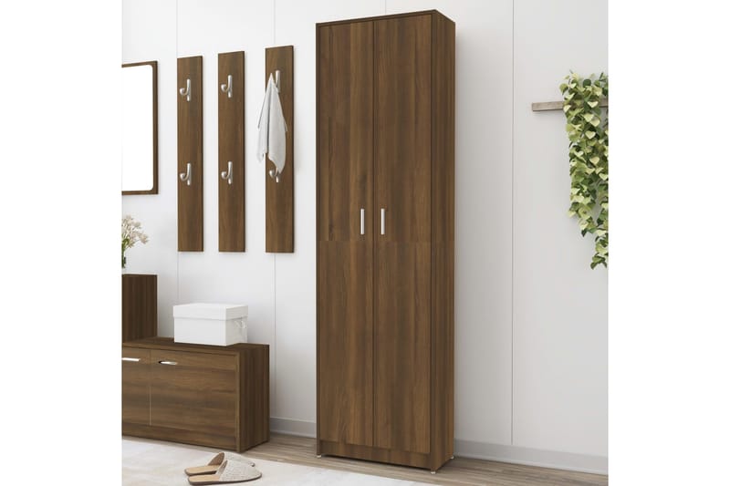beBasic Hallgarderob brun ek 55x25x189 cm konstruerat trä - Förvaring - Sko- & klädförvaring - Garderober & garderobssystem