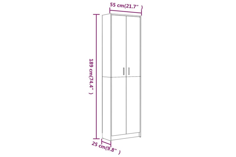 beBasic Hallgarderob Rökfärgad ek 55x25x189 cm konstruerat trä - Förvaring - Sko- & klädförvaring - Garderober & garderobssystem