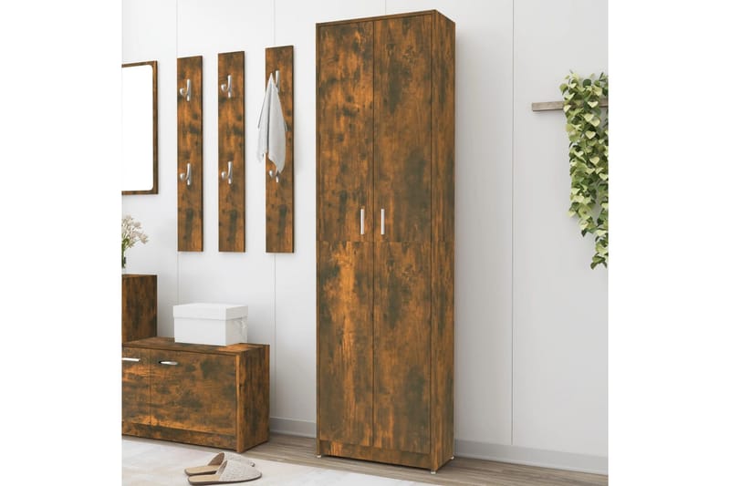 beBasic Hallgarderob Rökfärgad ek 55x25x189 cm konstruerat trä - Förvaring - Sko- & klädförvaring - Garderober & garderobssystem
