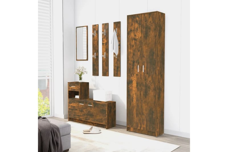 beBasic Hallgarderob Rökfärgad ek 55x25x189 cm konstruerat trä - Förvaring - Sko- & klädförvaring - Garderober & garderobssystem