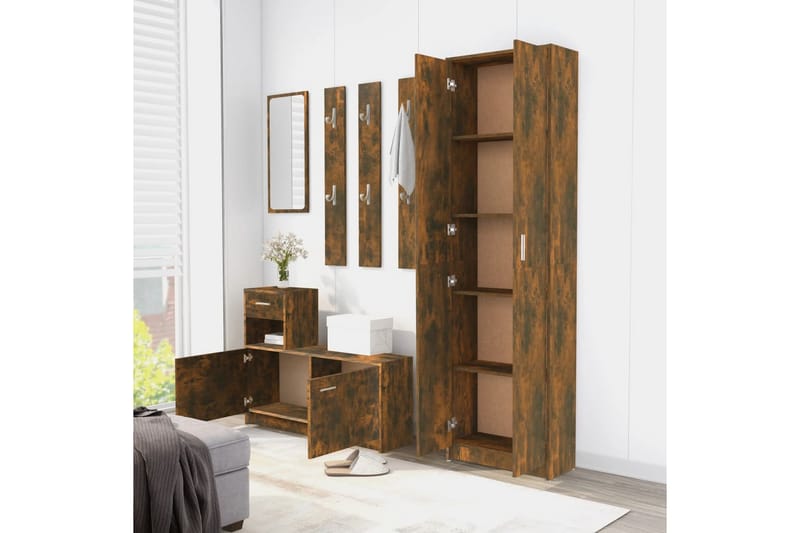 beBasic Hallgarderob Rökfärgad ek 55x25x189 cm konstruerat trä - Förvaring - Sko- & klädförvaring - Garderober & garderobssystem