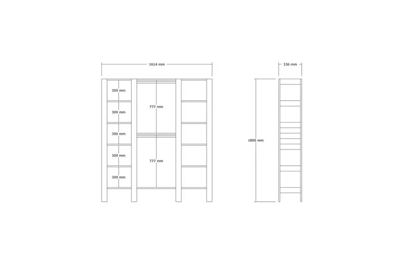 Bertoaria Garderob 161x180 cm - Valnöt - Förvaring - Sko- & klädförvaring - Garderober & garderobssystem