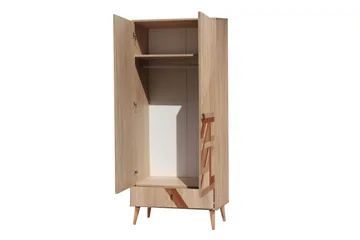 Bertoaria Garderob 80x190 cm Brun - Hanah Home - Förvaring - Sko- & klädförvaring - Garderober & garderobssystem