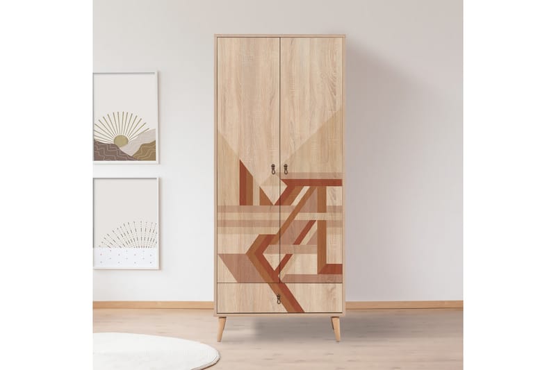 BERTOARIA Garderob 80x190 cm Brun - Förvaring - Sko- & klädförvaring - Garderober & garderobssystem