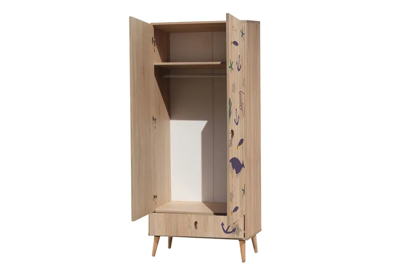 Bertoaria Garderob 80x190 cm Brun - Hanah Home - Förvaring - Sko- & klädförvaring - Garderober & garderobssystem