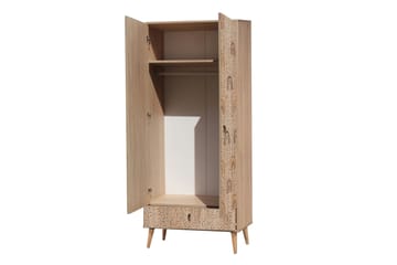 Bertoaria Garderob 80x190 cm Brun - Hanah Home - Förvaring - Sko- & klädförvaring - Garderober & garderobssystem