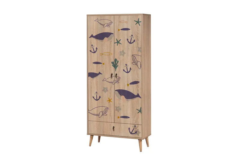 Bertoaria Garderob 80x190 cm Brun - Hanah Home - Förvaring - Sko- & klädförvaring - Garderober & garderobssystem
