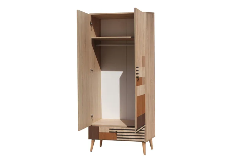 Bertoaria Garderob 80x190 cm Brun - Hanah Home - Förvaring - Sko- & klädförvaring - Garderober & garderobssystem