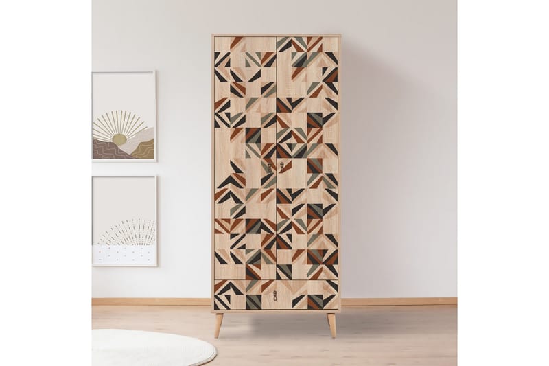 Bertoaria Garderob 80x190 cm Brun - Hanah Home - Förvaring - Sko- & klädförvaring - Garderober & garderobssystem