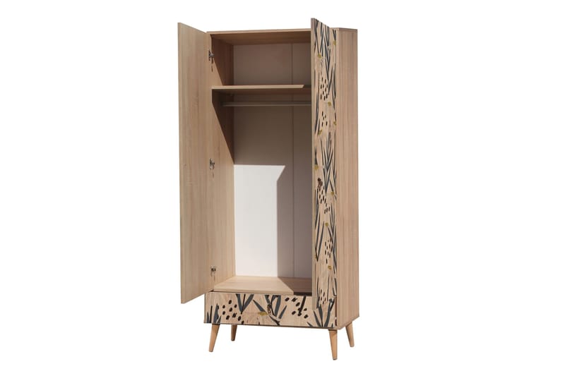 Bertoaria Garderob 80x190 cm Brun - Hanah Home - Förvaring - Sko- & klädförvaring - Garderober & garderobssystem