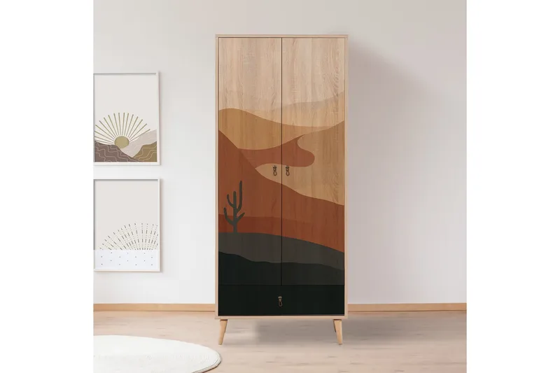 Bertoaria Garderob 80x190 cm Brun - Hanah Home - Förvaring - Sko- & klädförvaring - Garderober & garderobssystem