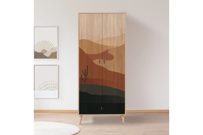 Bertoaria Garderob 80x190 cm Brun - Hanah Home - Förvaring - Sko- & klädförvaring - Garderober & garderobssystem