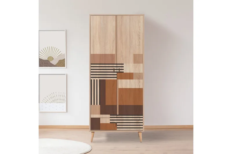 Bertoaria Garderob 80x190 cm Brun - Hanah Home - Förvaring - Sko- & klädförvaring - Garderober & garderobssystem