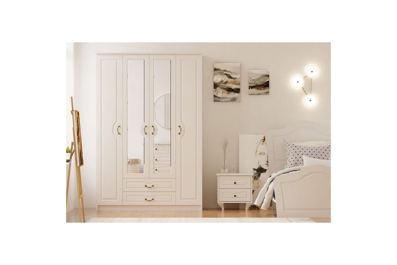 Beyric Garderob 140x210 cm - Matt Vit - Förvaring - Sko- & klädförvaring - Garderober & garderobssystem