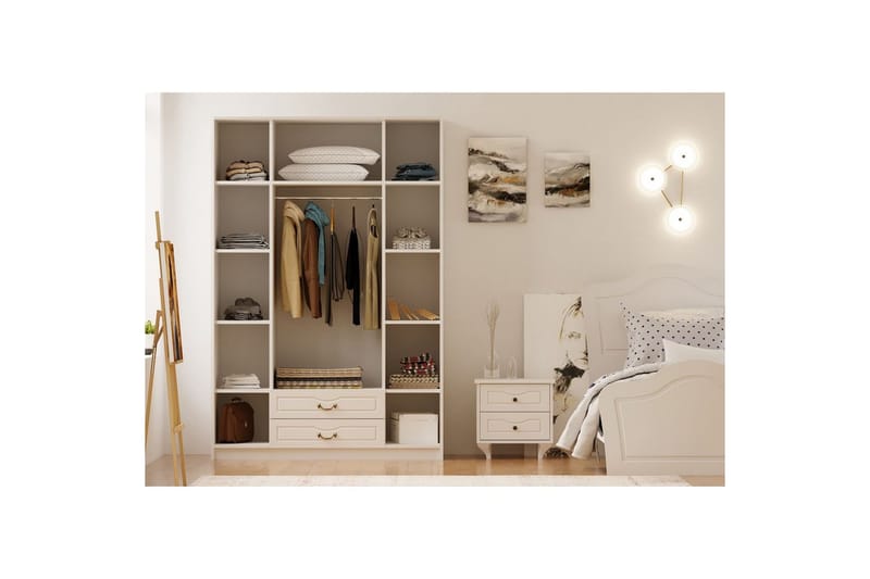 Beyric Garderob 140x210 cm - Matt Vit - Förvaring - Sko- & klädförvaring - Garderober & garderobssystem