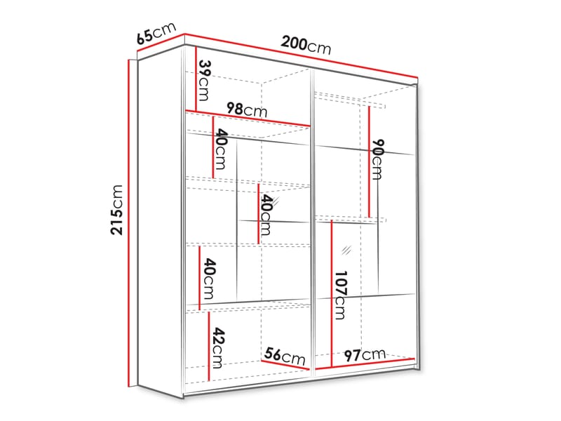 Binche Garderob med Spegel 200x215 cm - Beige - Förvaring - Sko- & klädförvaring - Garderober & garderobssystem