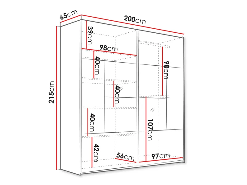 Binche Garderob med Spegel 200x215 cm - Beige - Förvaring - Sko- & klädförvaring - Garderober & garderobssystem