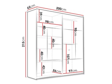 Binche Garderob med Spegel 200x215 cm - Beige - Förvaring - Sko- & klädförvaring - Garderober & garderobssystem