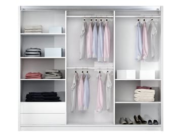 Binche Garderob med Spegel 250x215 cm - Beige - Förvaring - Sko- & klädförvaring - Garderober & garderobssystem