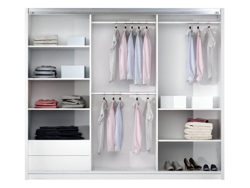 Binche Garderob med Spegel 250x215 cm - Beige - Förvaring - Sko- & klädförvaring - Garderober & garderobssystem