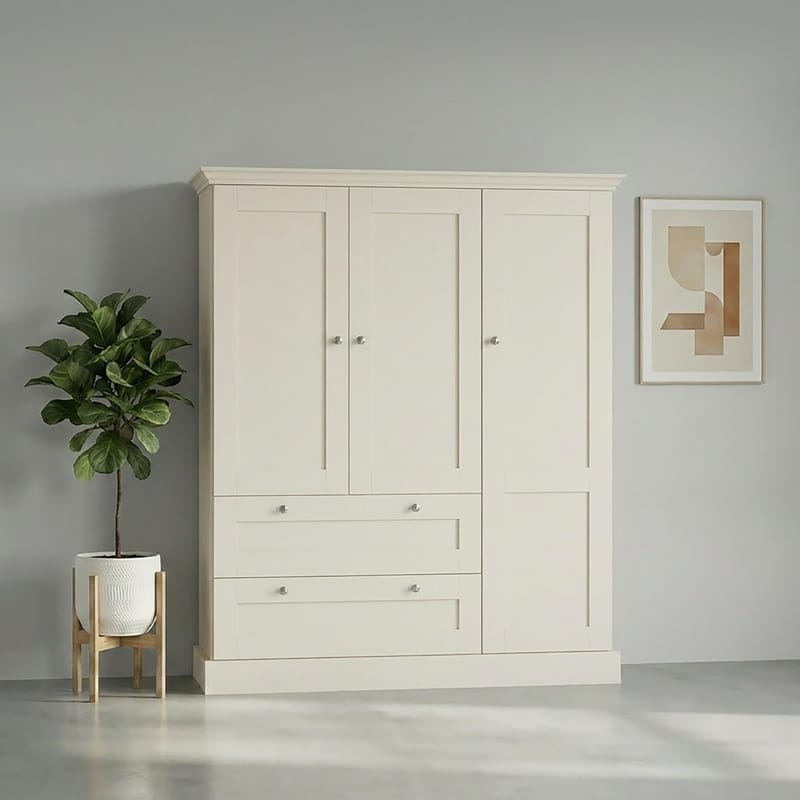 Binz Garderob 122x130 cm - Kashmirgräddvit - Förvaring - Sko- & klädförvaring - Garderober & garderobssystem
