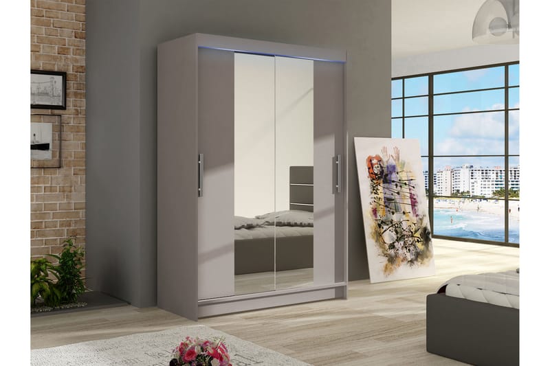 Biscayne Garderob m. Spegel 120x200 cm - Beige - Förvaring - Sko- & klädförvaring - Garderober & garderobssystem