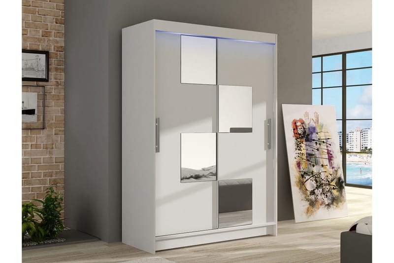 Biscayne Garderob m. Spegel 120x200 cm - Grå - Förvaring - Sko- & klädförvaring - Garderober & garderobssystem