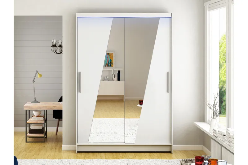 Biscayne Garderob m. Spegel 120x200 cm - Grå/Beige - Förvaring - Sko- & klädförvaring - Garderober & garderobssystem