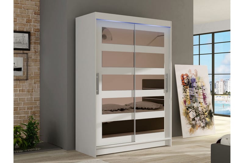 Biscayne Garderob m. Spegel 120x200 cm - Vit - Förvaring - Sko- & klädförvaring - Garderober & garderobssystem