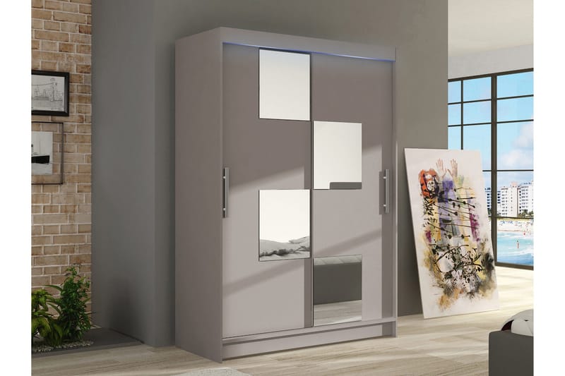 Biscayne Garderob m. Spegel 120x200 cm - Vit - Förvaring - Sko- & klädförvaring - Garderober & garderobssystem